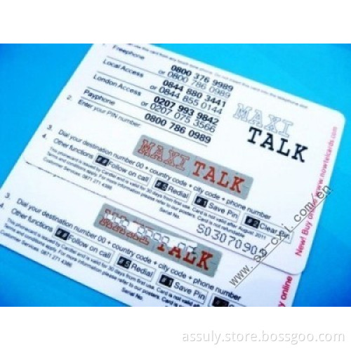 Recharge card,plastic Recharge card